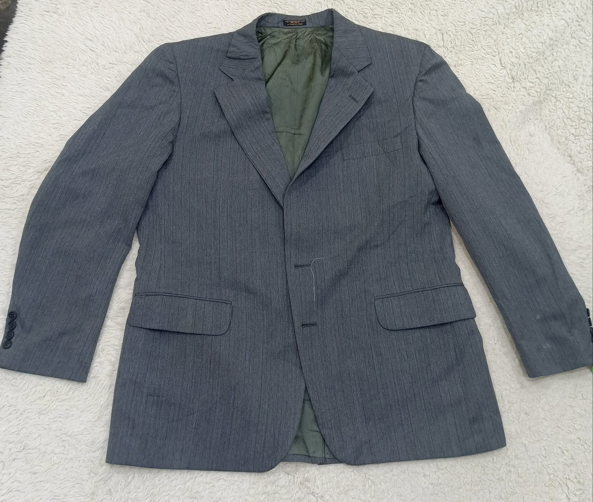 Men's Suit Jacket -Light Gray Pinstripe-Thrift