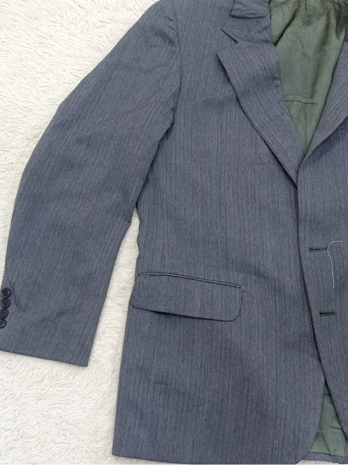 Men's Suit Jacket -Light Gray Pinstripe-Thrift
