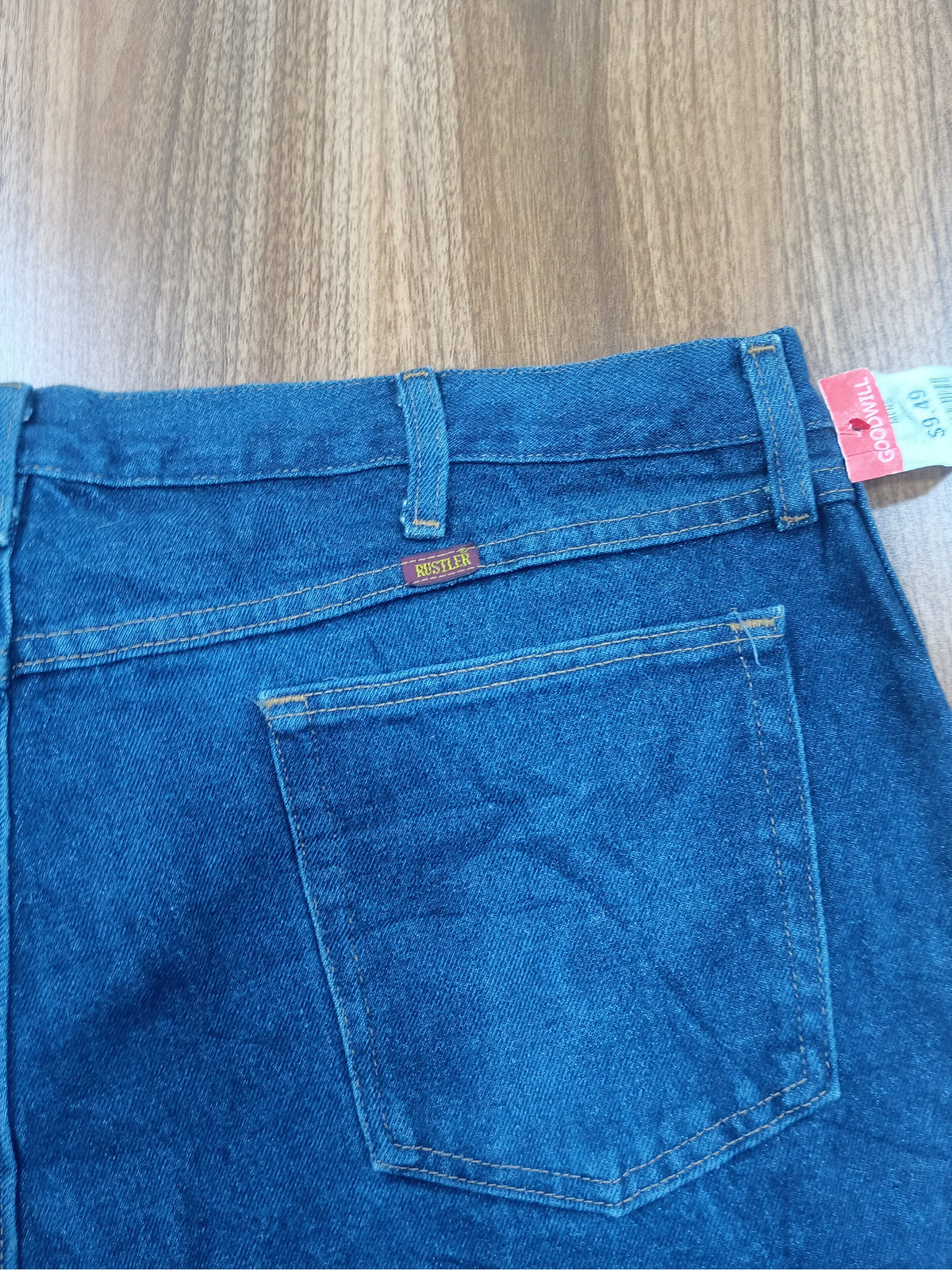 Men's Rustler Thrift Straight-Leg Jeans-  dark blue denim