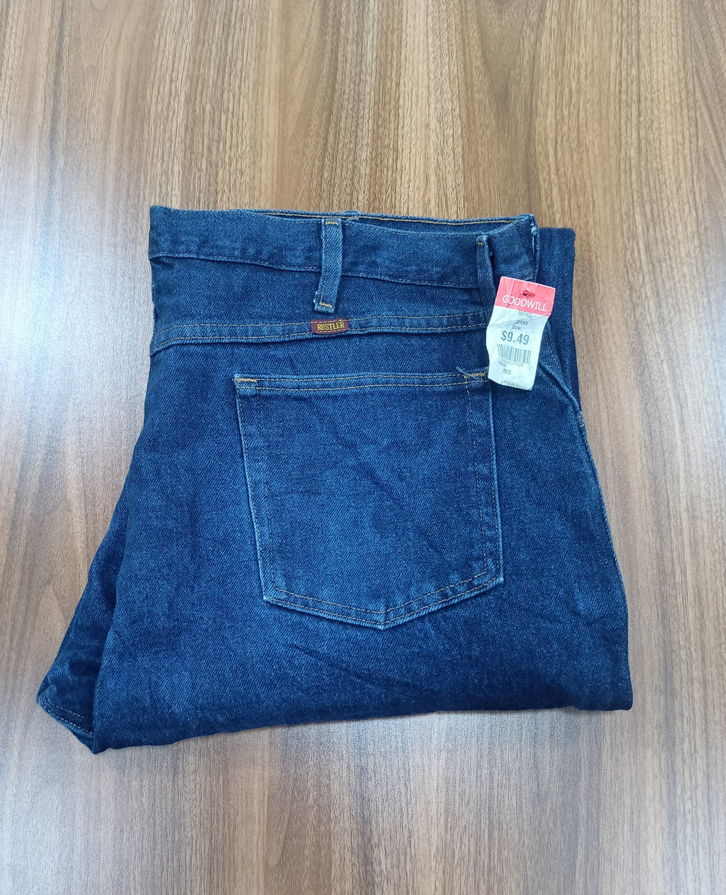 Men's Rustler Thrift Straight-Leg Jeans-  dark blue denim
