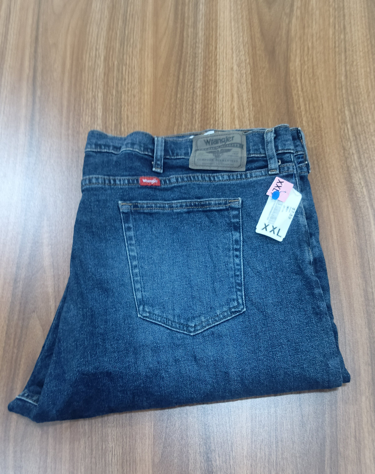 Men's Wrangler Thrift Straight-Leg Jeans- dark blue denim