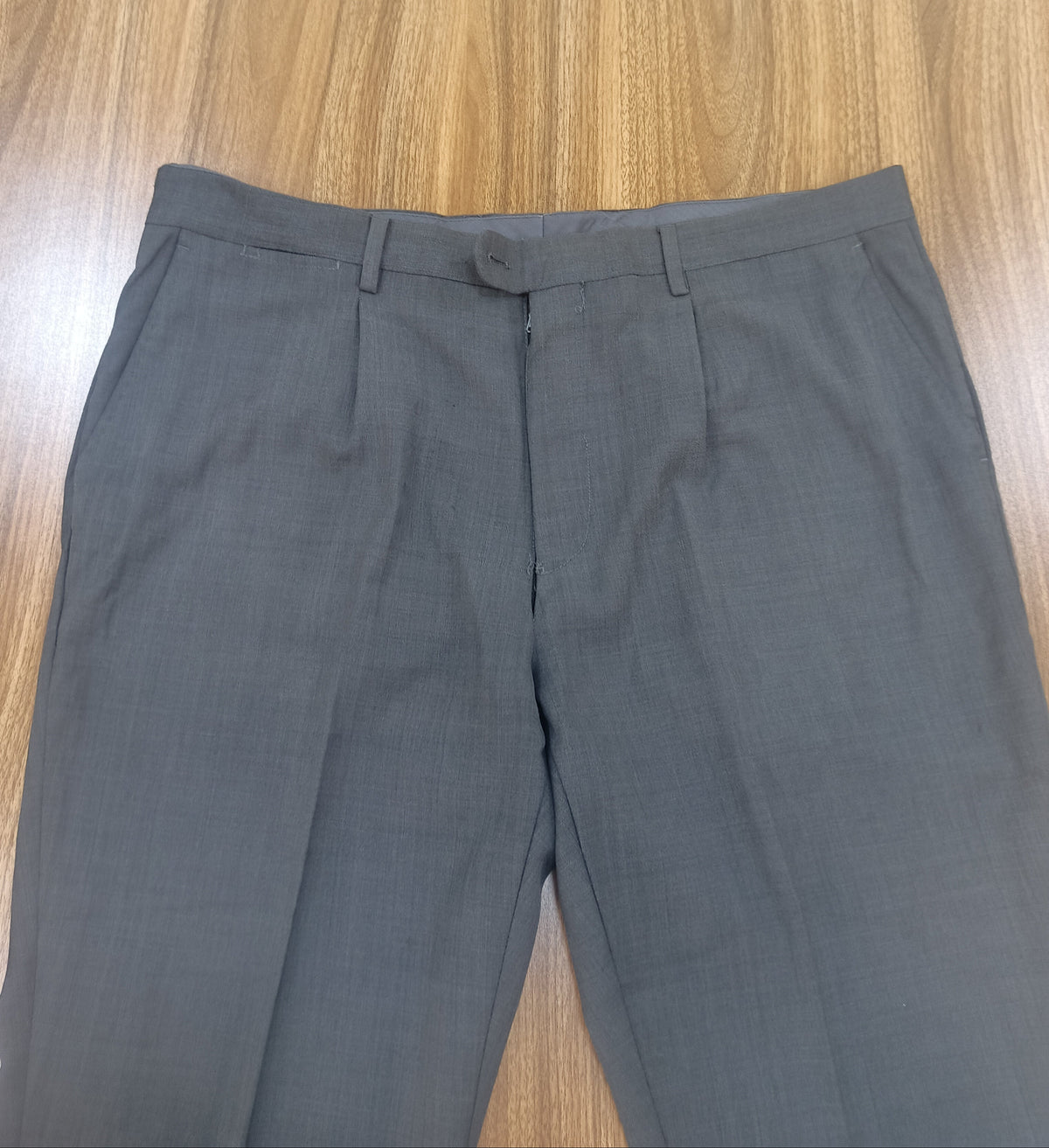 Men's Gray Straight -Leg Pant Trouser-Thrift