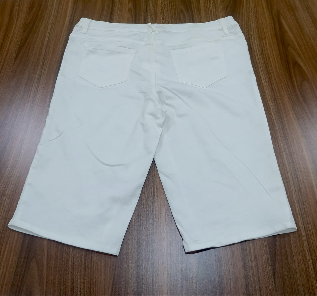 Women's Jean Shorts-White-Highwaist- Thrift