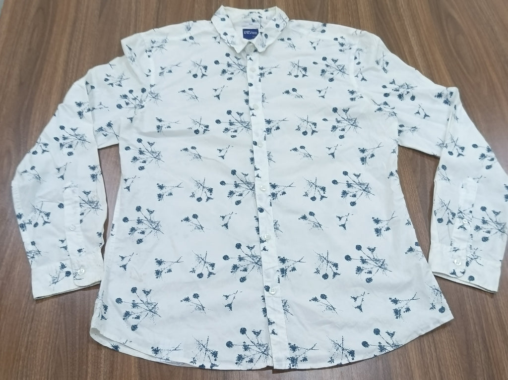 Men's Shirt-small blue floral print -Thrift
