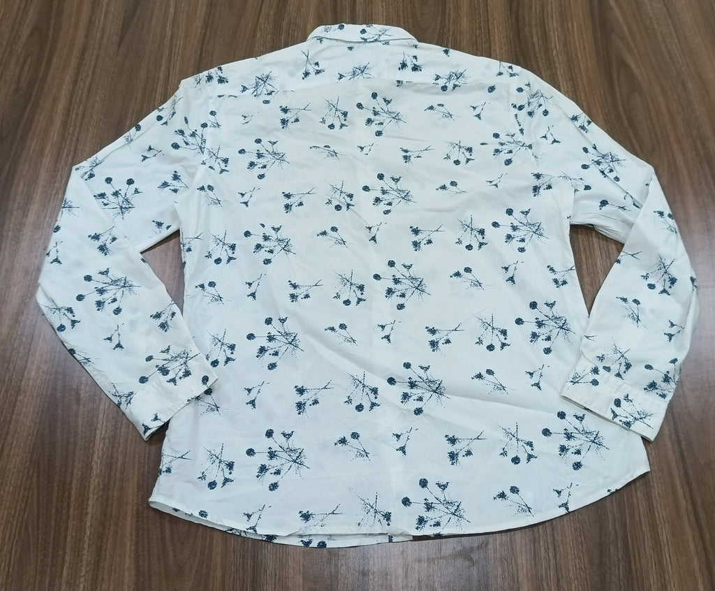 Men's Shirt-small blue floral print -Thrift
