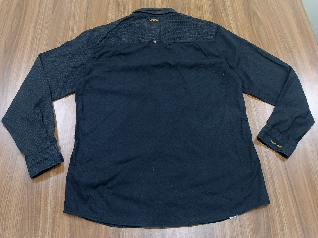 Men's Shirt- Dark Gray Patterned -Thrift