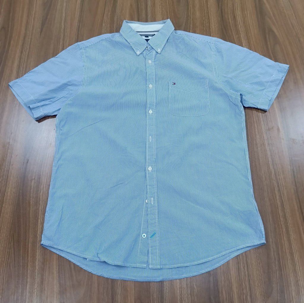 Men's Shirt- Striped Blue  -Thrift