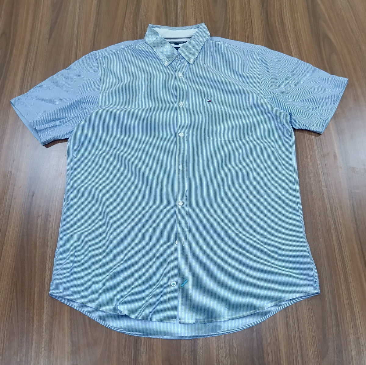 Men's Shirt- Striped Blue  -Thrift