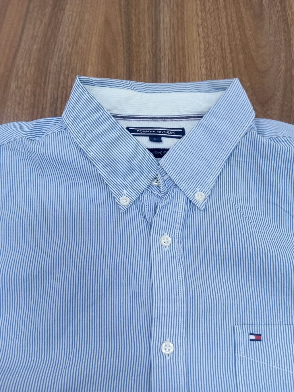 Men's Shirt- Striped Blue  -Thrift