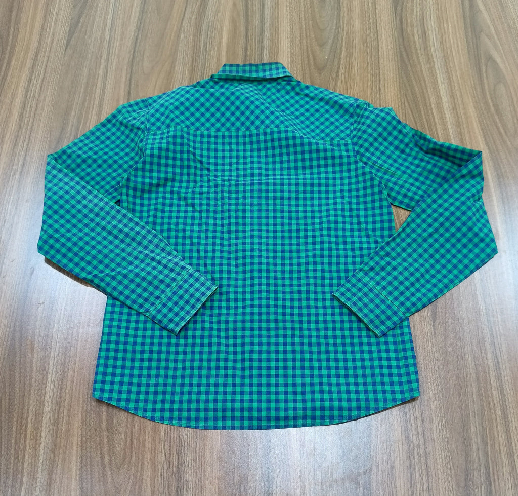 Men's Shirt-Blue and Green Checkered  -Thrift