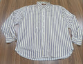 Men's Shirt-Striped -navy blue, beige, and white,-Thrift