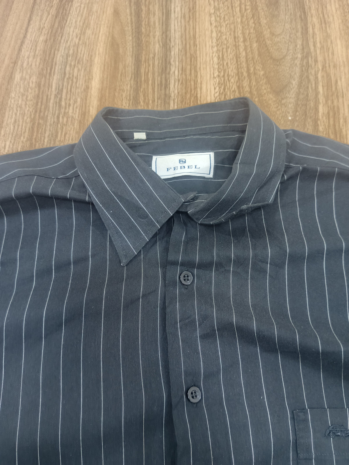 Men's Shirt-Striped-Black-Thrift