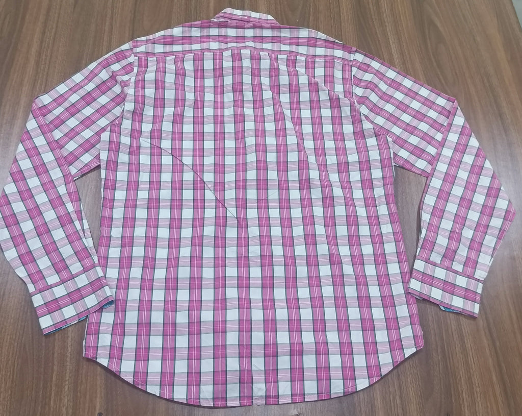 Men's Shirt-pink and white Checkered-Thrift