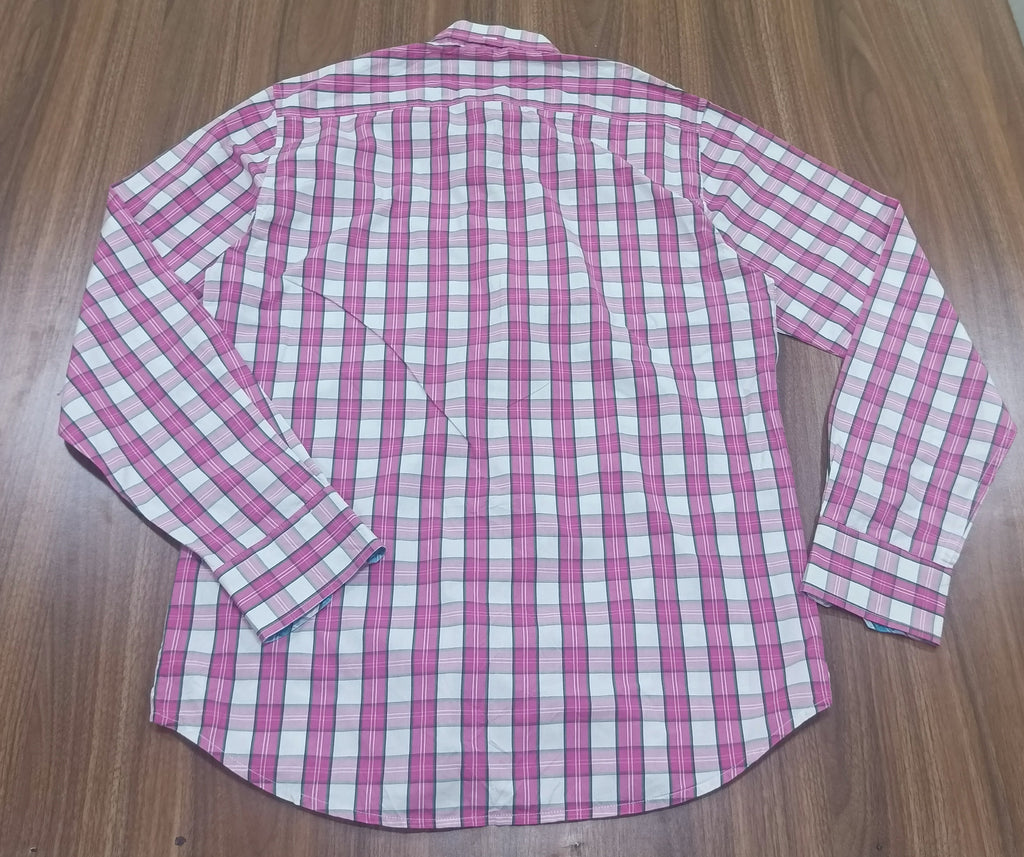 Men's Shirt-pink and white Checkered-Thrift