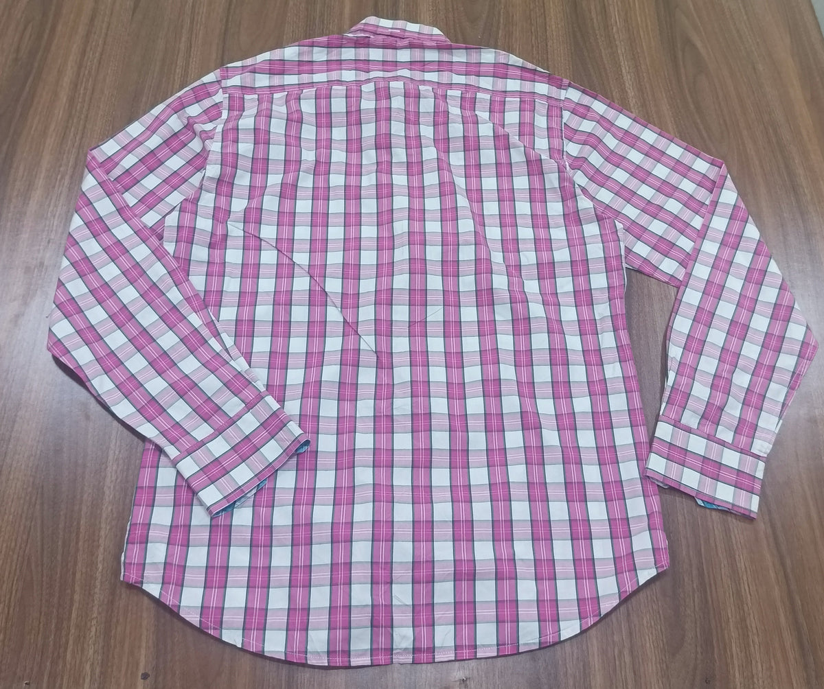 Men's Shirt-pink and white Checkered-Thrift