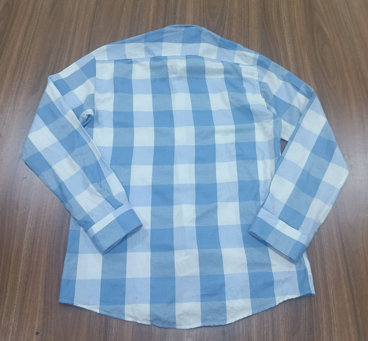 Men's Shirt-blue and white checkered-Thrift