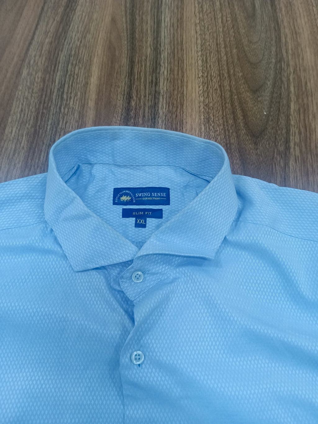 Men's Shirt-Light Blue- Pattern-Thrift