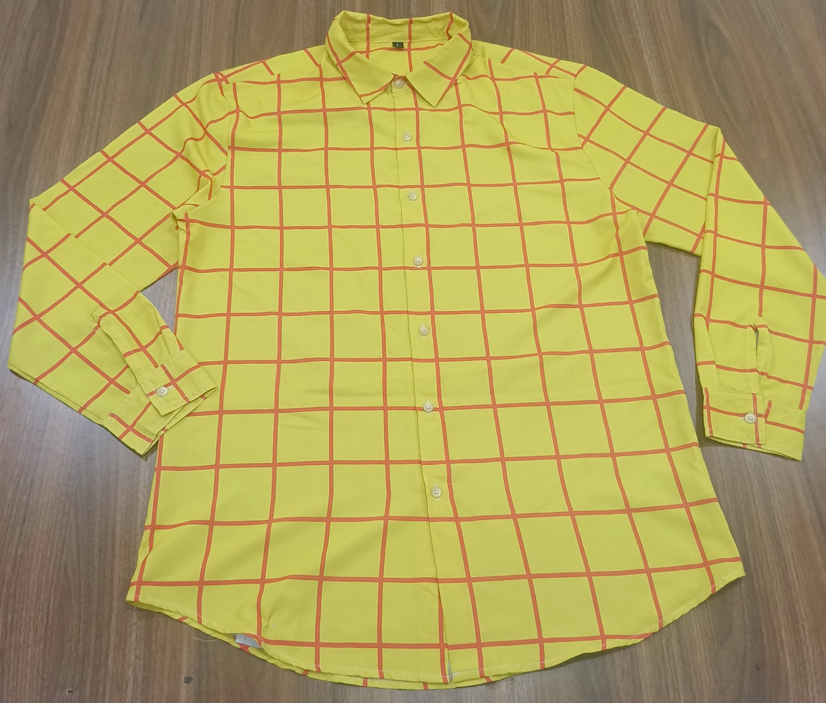Men's Shirt-red grid pattern-Thrift