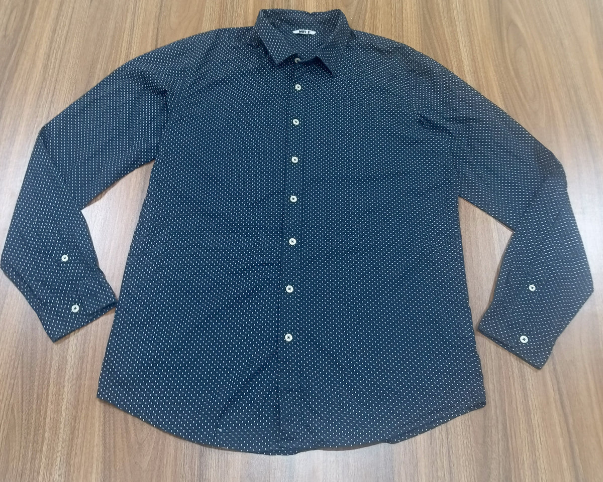 Men's Shirt-Navy Blue-Pattern -Thrift