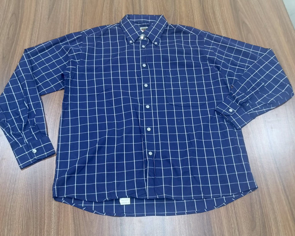 Men's Shirt-Navy Blue-Striped-Thrift