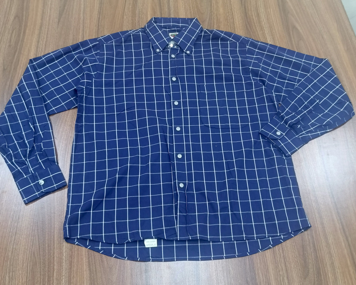 Men's Shirt-Navy Blue-Striped-Thrift