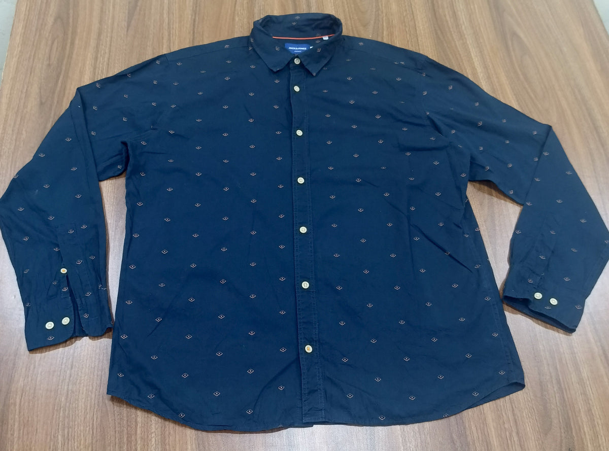 Men's Shirt-Navy Blue-Pattern-Thrift