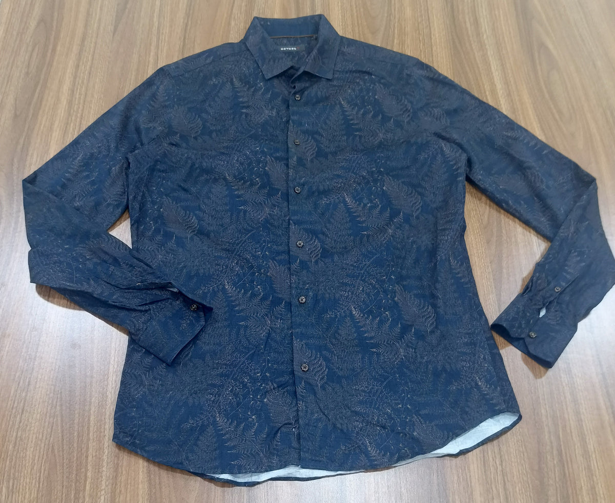 Men's Shirt-Navy Blue-Pattern-Thrift