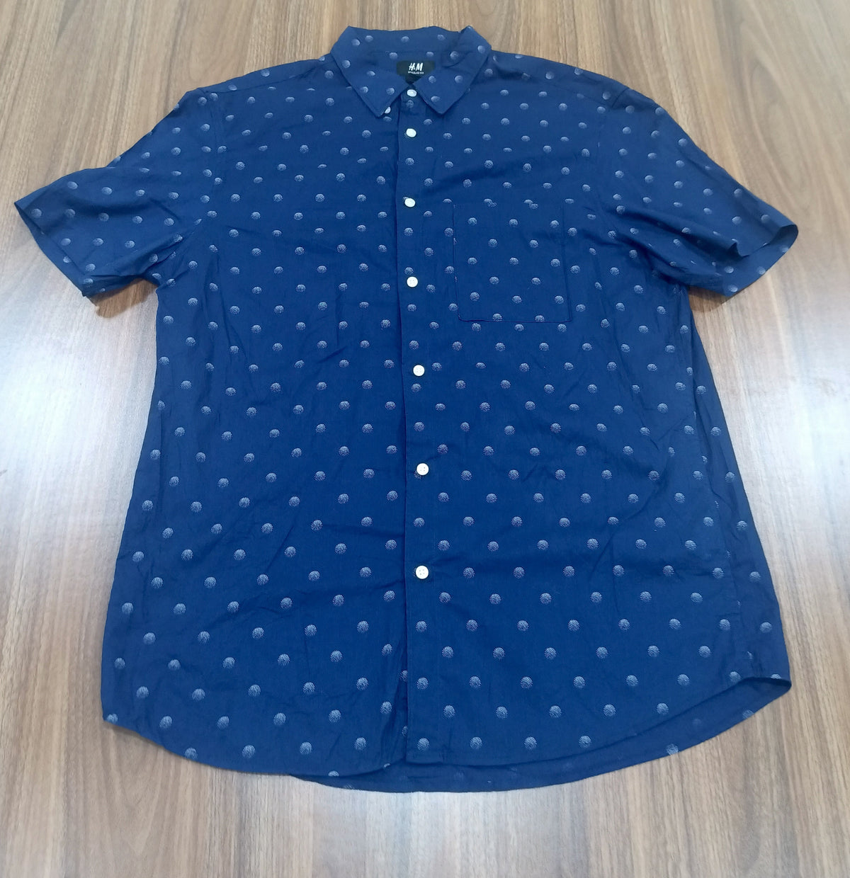 Men's Shirt-Navy Blue-Pattern-Thrift